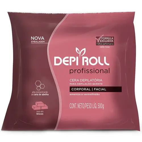 DepiRoll Cera Depilatória à Quente em Blocos 500g - Rosa