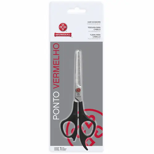 Mundial Ponto Vermelho Tesoura de Cabelo Fio Desbaste 6" - 673-6