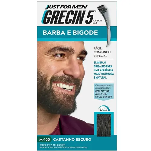 Grecin 5 Color Gel Barba e Bigode 28g - M-100 Castanho Escuro