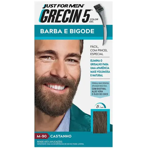 Grecin 5 Color Gel Barba e Bigode 28g - M-90 Castanho