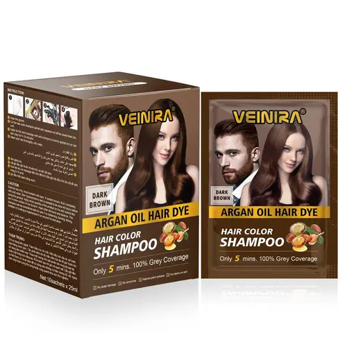 Veinira Shampoo Tonalizante Sachê 10 unidades 25ml - Castanho Escuro