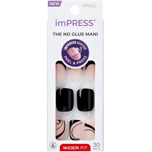 Kiss New York Impress The No Glue Mani Unhas Autocolantes - Black Dress