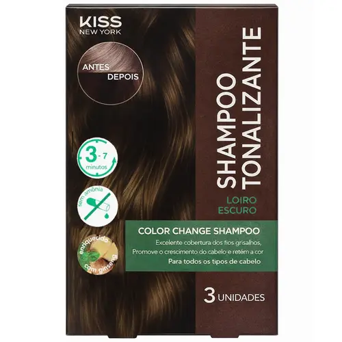 Kiss New York Color Change Shampoo Tonalizante - Loiro Escuro