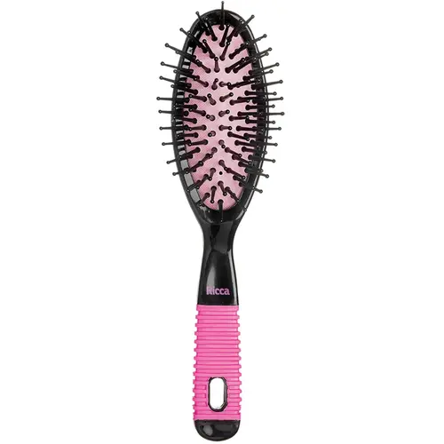 Ricca Escova Oval Pequena Black & Pink - Ref. 2408
