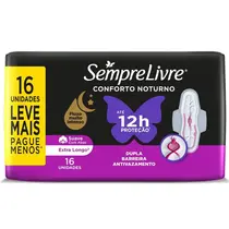 Sempre Livre Conforto Noturno Extra Longo 16 Unidades - Suave com Abas