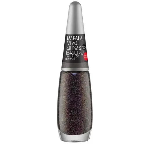 Impala Viva, Ame & Brilhe Esmalte Glitter 7,5ml - Na Mira 3D
