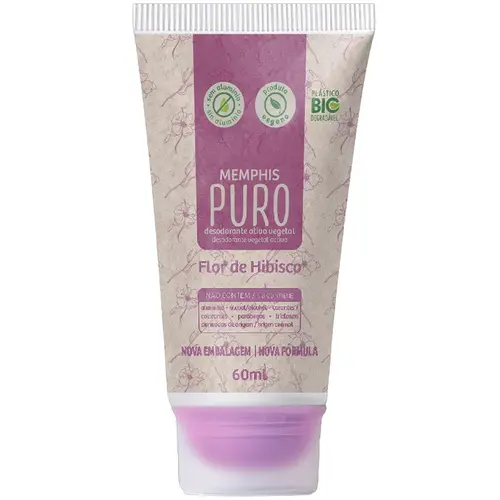 Memphis Puro Desodorante Ativo Vegetal 60ml - Flor de Hibisco