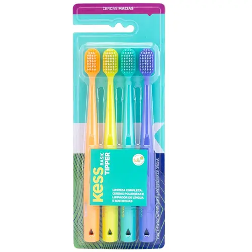 Kess Basic Tipper Escova Dental 4 Unidades - Cores Sortidas