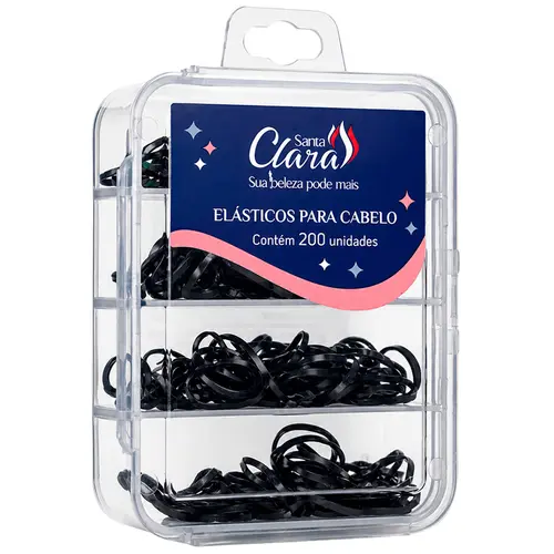 Santa Clara Elásticos para Cabelo 200 Unidades - Preto